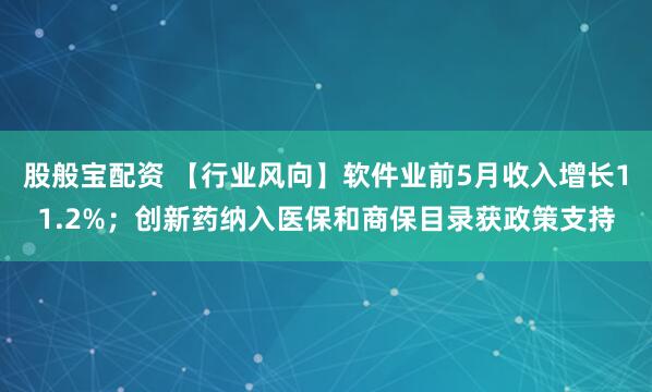 股般宝配资 【行业风向】软件业前5月收入增长11.2%；创新药纳入医保和商保目录获政策支持